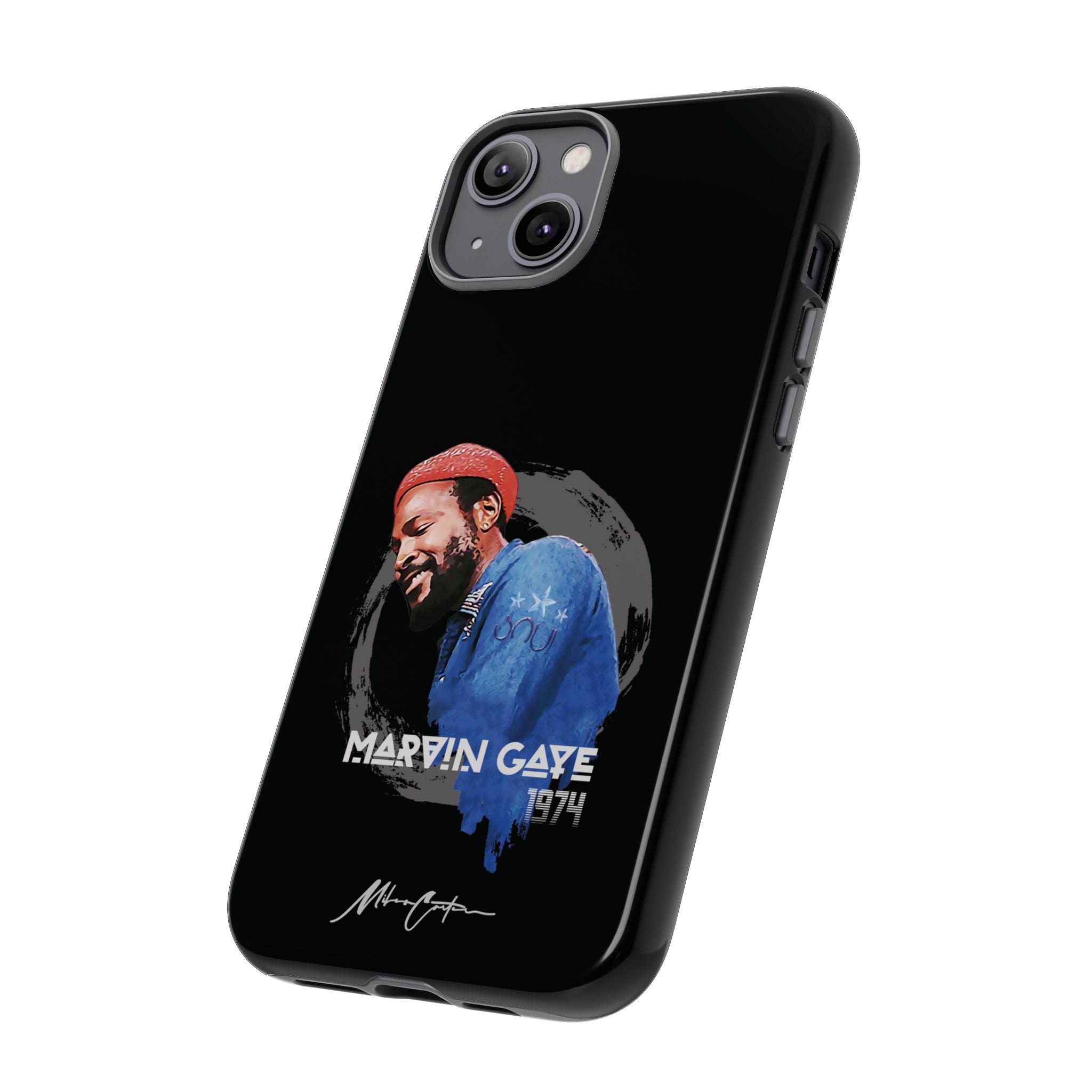 Printify Phone Case iPhone 14 Plus / Glossy Marvin Gaye Phone Case – Motown Soul Icon | Miles Carter Collection