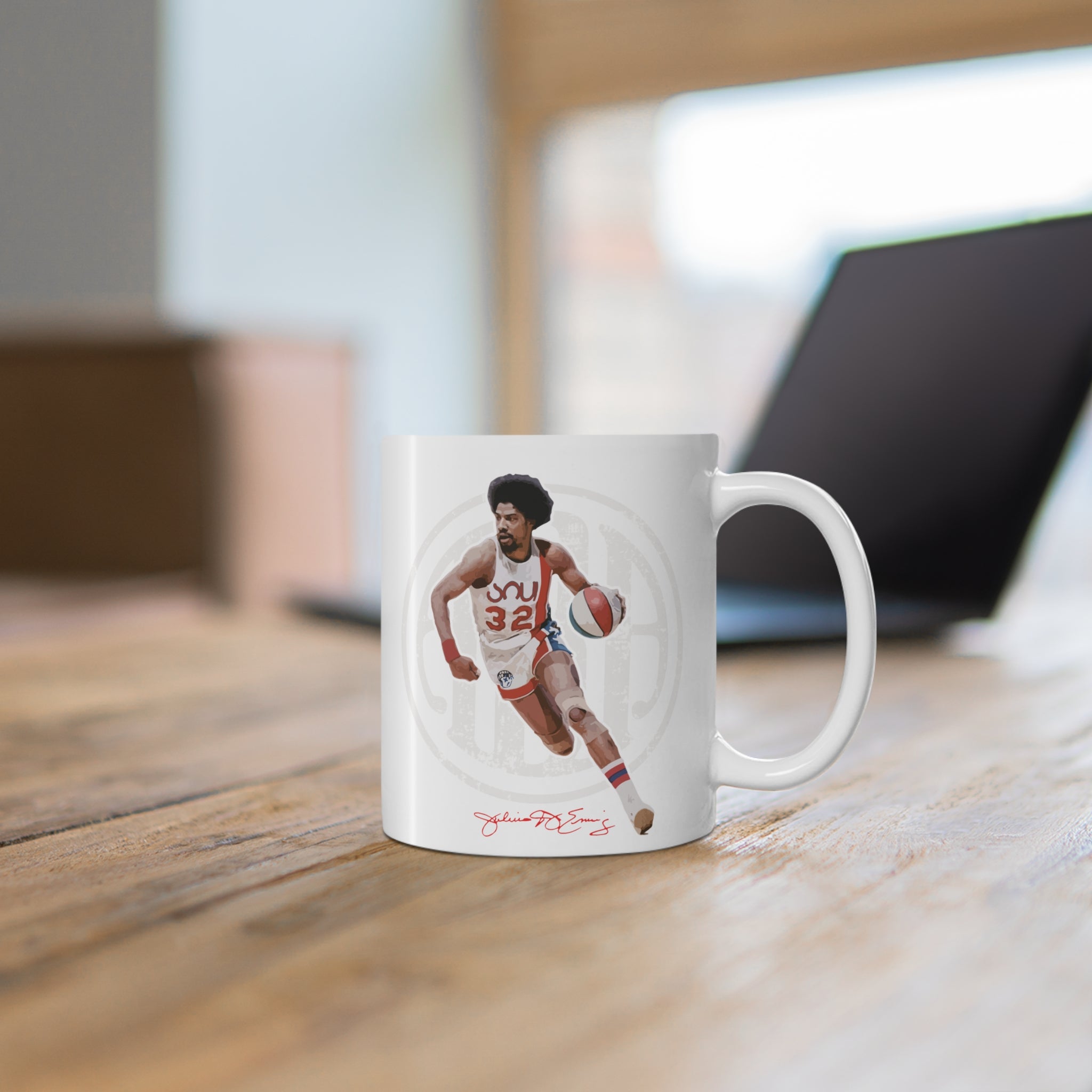 Printify Mug 11oz Dr. J Ceramic Mug – Julius Erving Basketball Legend Drinkware | Miles Carter Collection