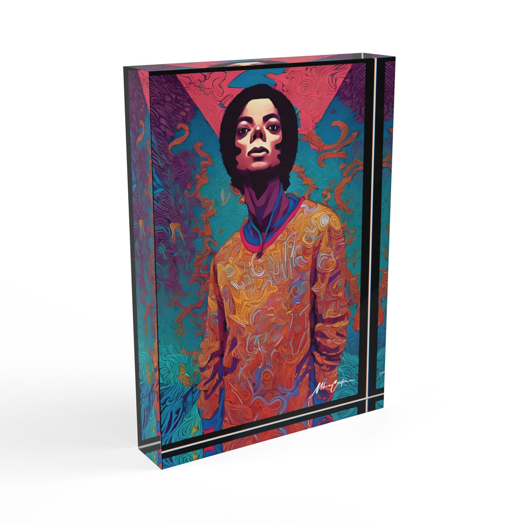 Printify Home Decor 5'' × 7'' (Vertical) Michael Jackson Abstract Acrylic Photo Block – King of Pop Art Décor | Miles Carter Collection