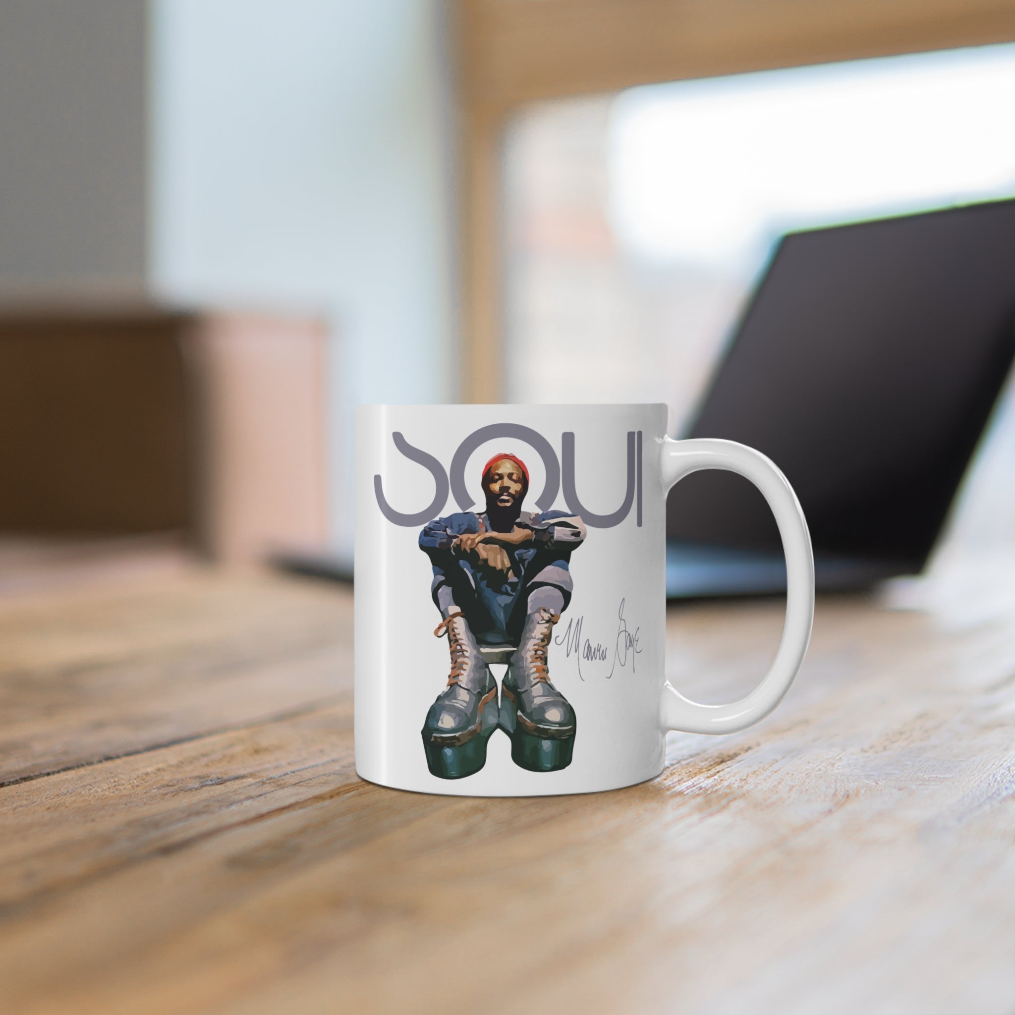 Printify Mug 11oz Marvin Gaye Boots Ceramic Mug – Rare Soul Legend Collectible Drinkware | Miles Carter Collection