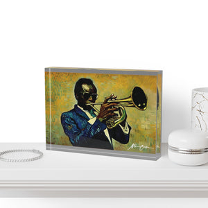 Printify Home Decor 7'' × 5'' (Horizontal) Miles Davis Acrylic Photo Block – Jazz Legend & Cultural Icon Décor | Miles Carter Collection