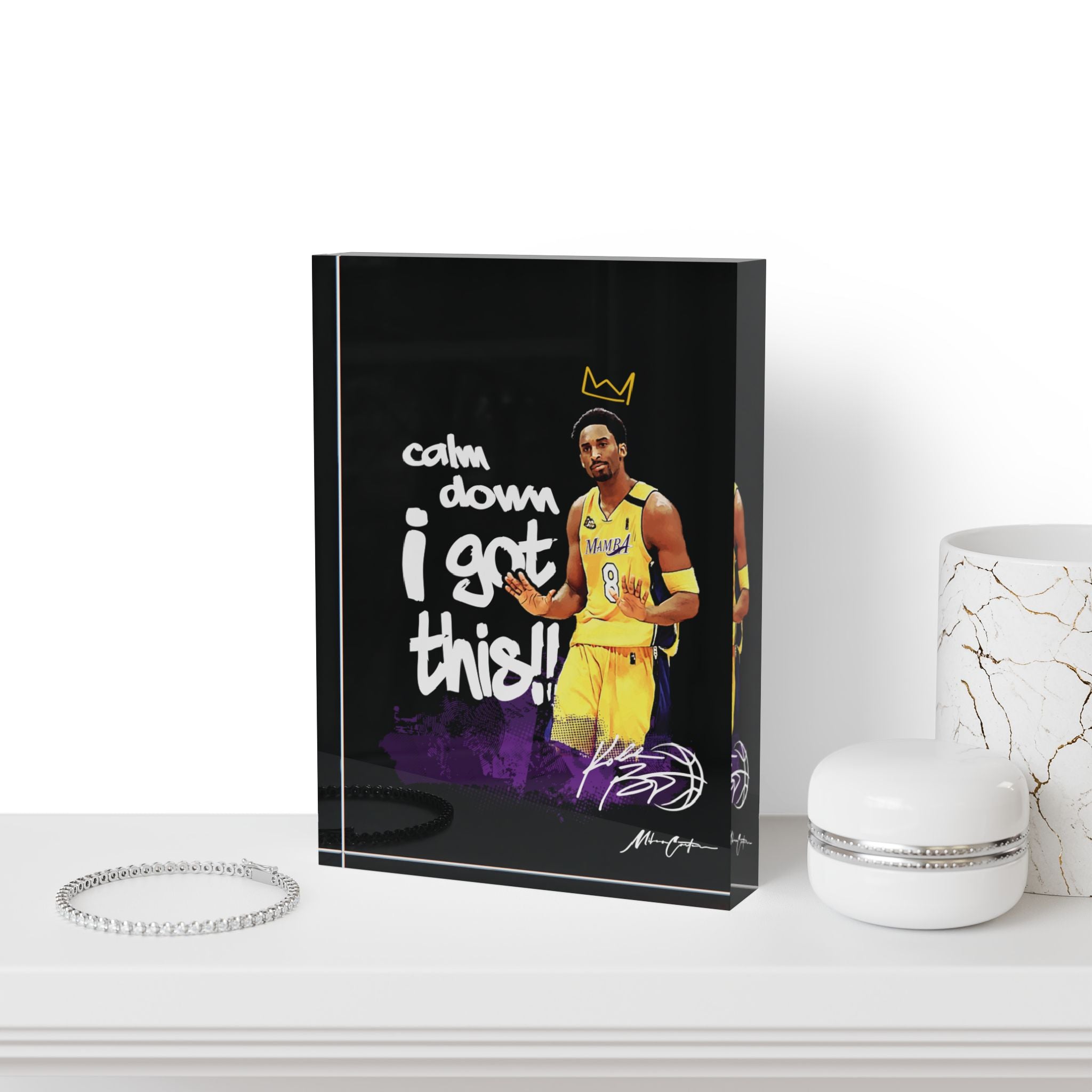 Printify Home Decor 5'' × 7'' (Vertical) Kobe Bryant Acrylic Photo Block – Mamba Mentality Collectible Décor | Miles Carter Collection