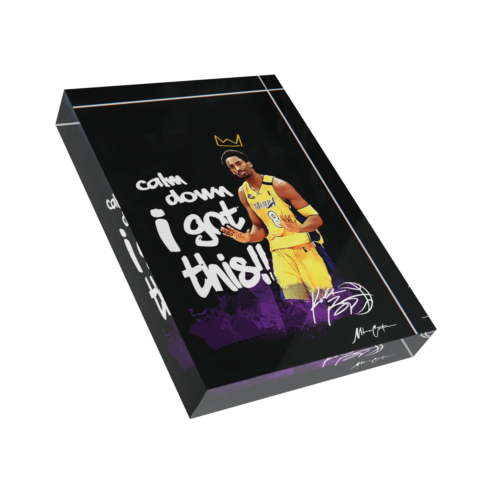 Printify Home Decor 5'' × 7'' (Vertical) Kobe Bryant Acrylic Photo Block – Mamba Mentality Collectible Décor | Miles Carter Collection
