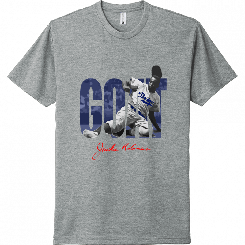 Inkseekers Mens Short Sleeve T-shirts Next Level Unisex CVC Tee / Dark Heather Gray / XL 42 - Jackie Robinson (XL - 3X)