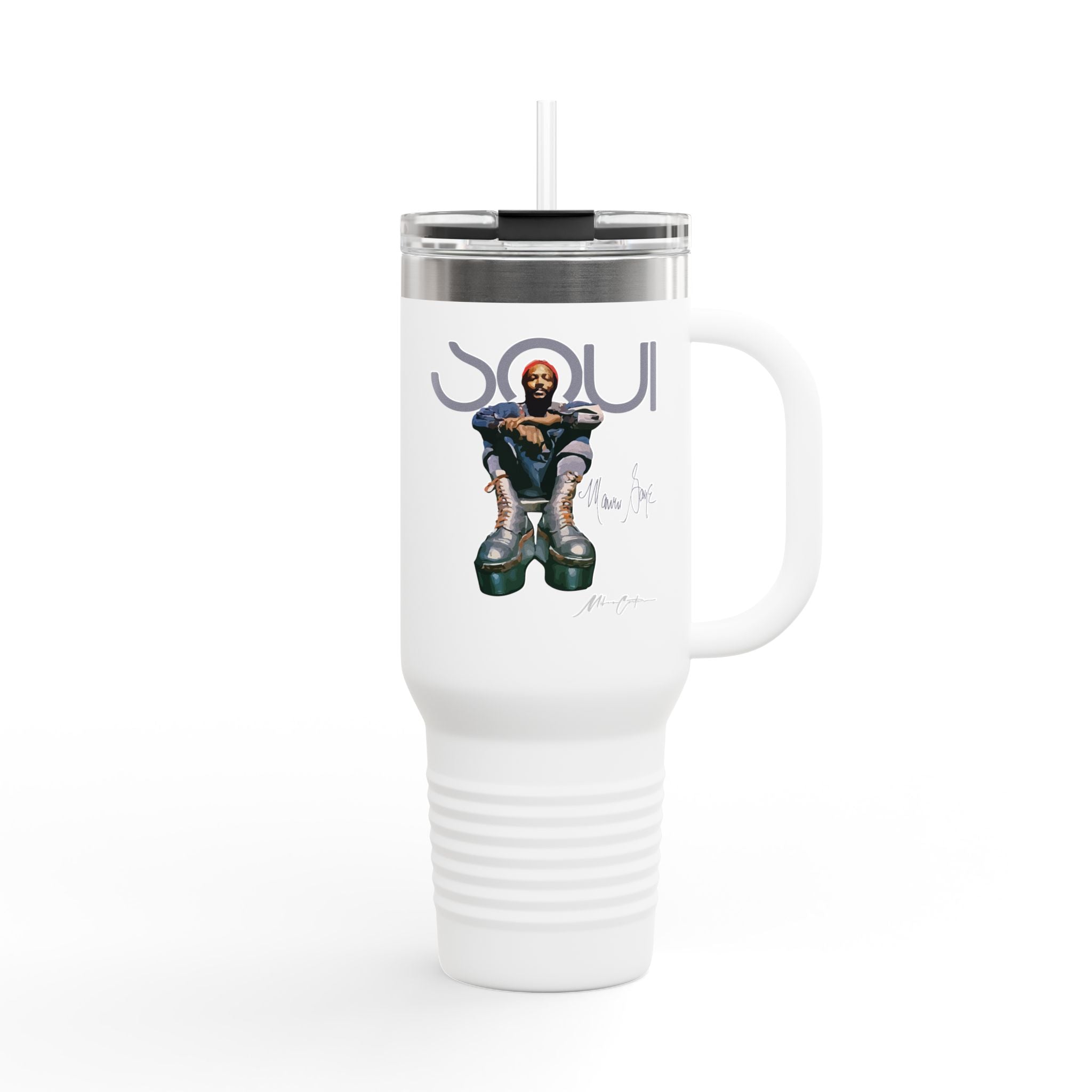 Printify Mug 40oz / White Marvin Gaye 40oz Tumbler – Rare Boots Soul Legend Design | Miles Carter Collection