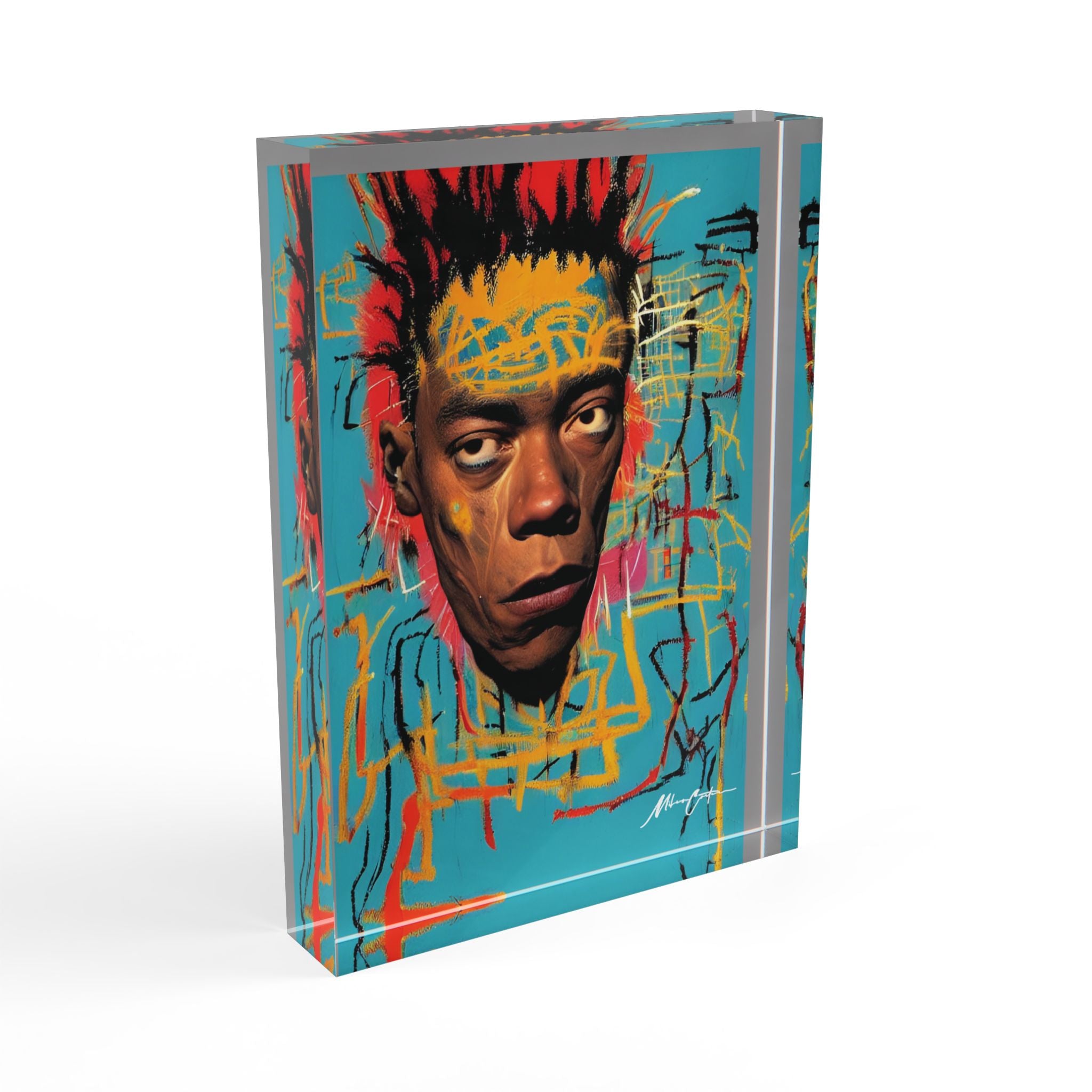 Printify Home Decor 5'' × 7'' (Vertical) Basquiat Acrylic Photo Block – Abstract Art Legend Décor | Miles Carter Collection