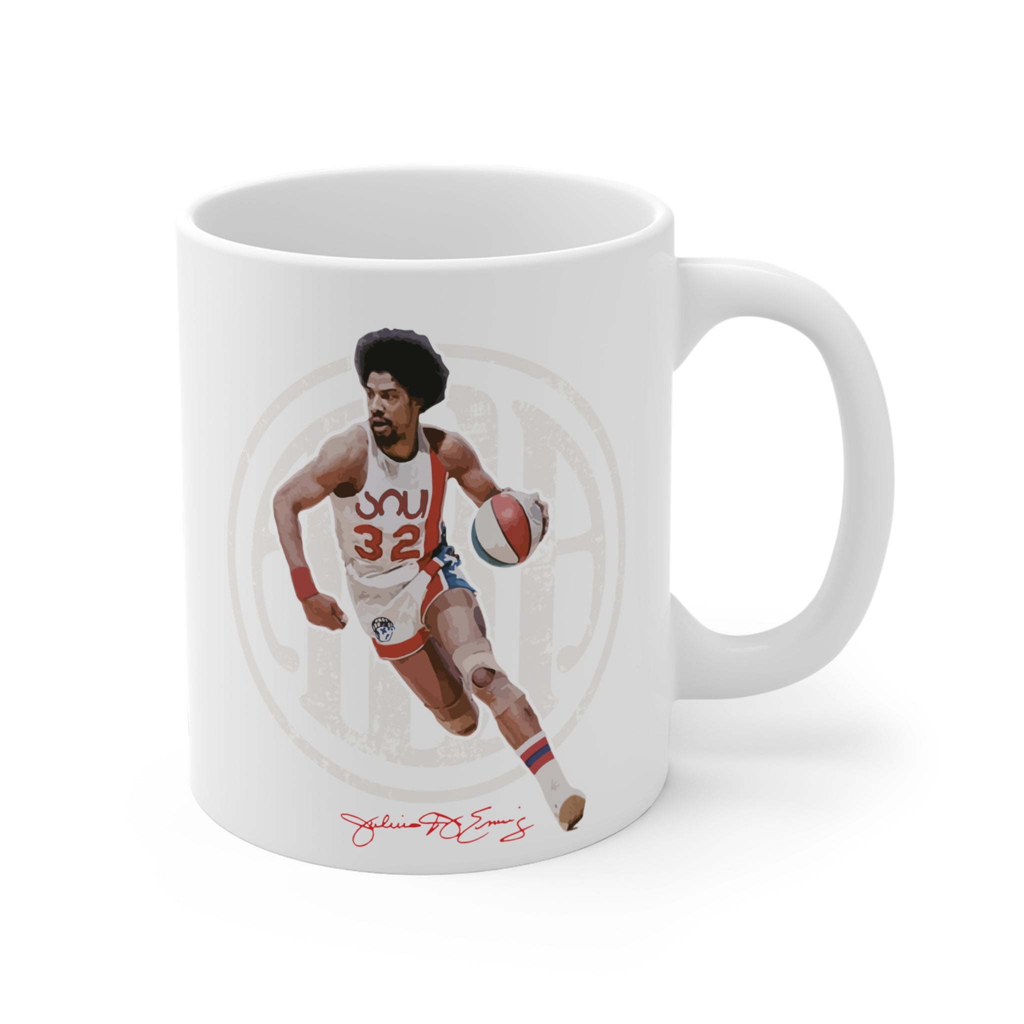 Printify Mug 11oz Dr. J Ceramic Mug – Julius Erving Basketball Legend Drinkware | Miles Carter Collection