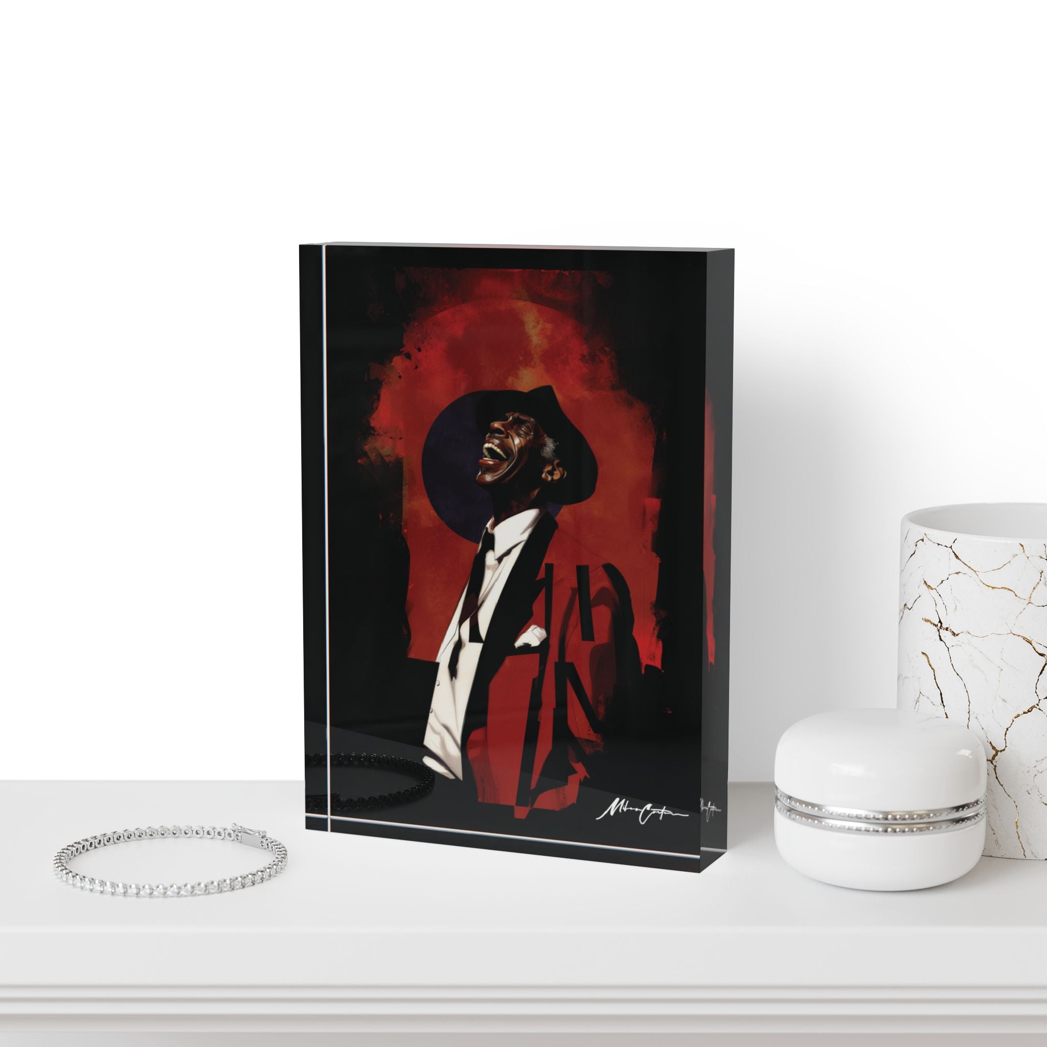 Printify Home Decor 5'' × 7'' (Vertical) “Mo Jazz II” Acrylic Photo Block – Modern Jazz-Inspired Art Décor | Miles Carter Collection